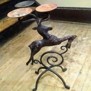 Tasteful Wrought-Iron Candelabra with Stag Motif
